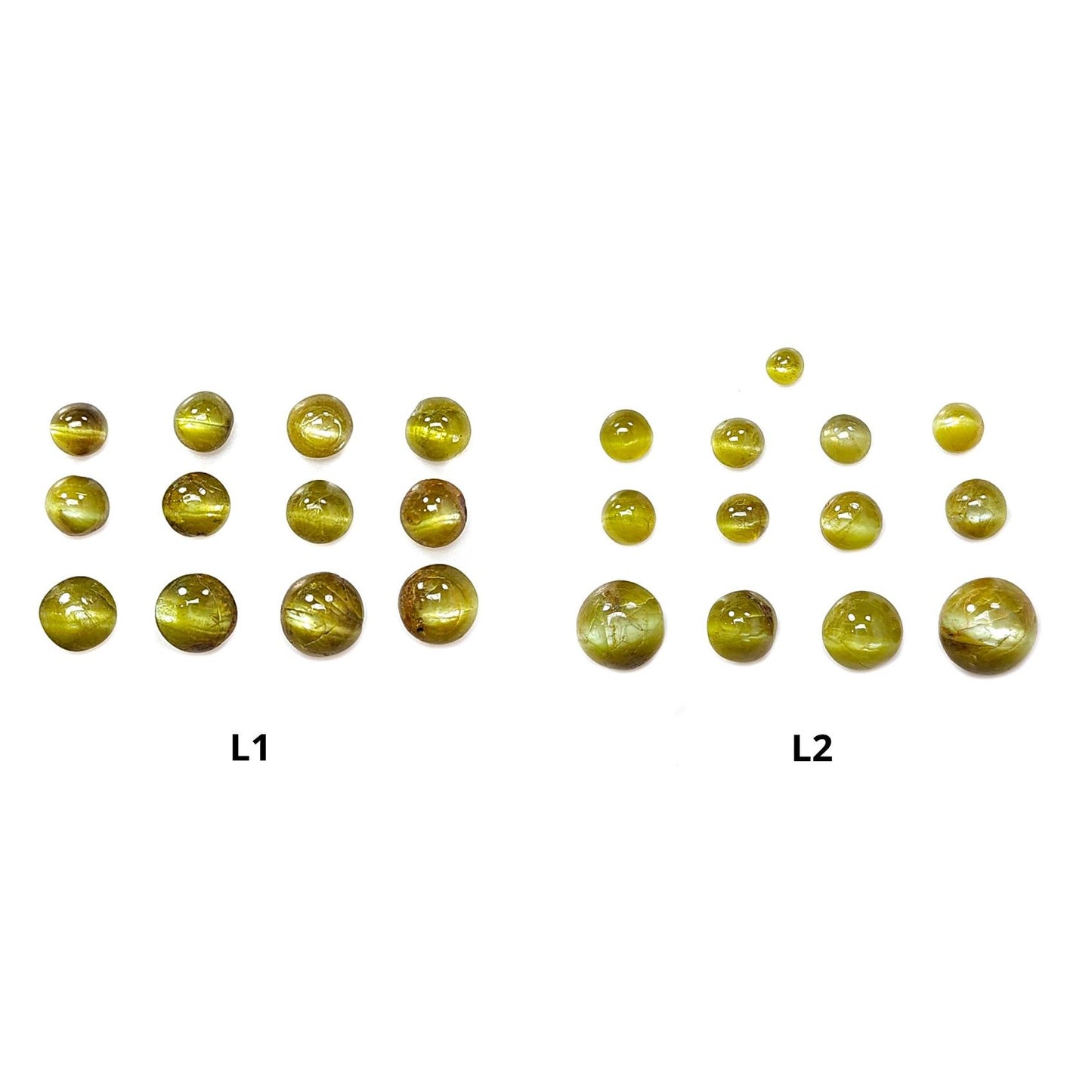 Chrysoberyl Cat's Eye Gemstone Cabochon: Natural Untreated Unheated Cat's Eye Round Shape 12pcs, 13pcs Lots For Jewelry June Birthstone