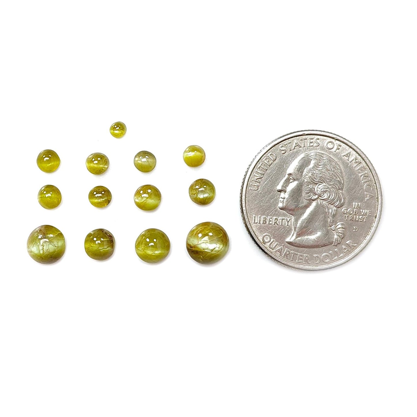 Chrysoberyl Cat's Eye Gemstone Cabochon: Natural Untreated Unheated Cat's Eye Round Shape 12pcs, 13pcs Lots For Jewelry June Birthstone