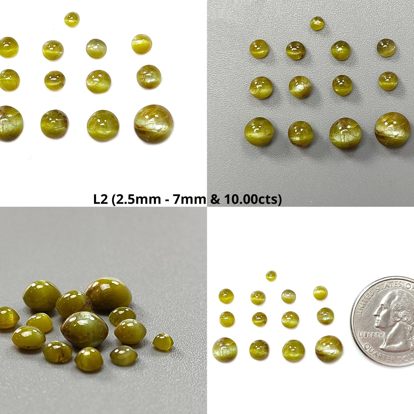 Chrysoberyl Cat's Eye Gemstone Cabochon: Natural Untreated Unheated Cat's Eye Round Shape 12pcs, 13pcs Lots For Jewelry June Birthstone