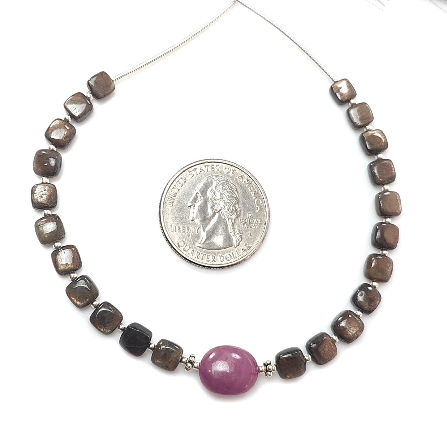 Golden Chocolate Sapphire & Star Ruby Gemstone Smooth Loose Beads: 49.90cts Natural Untreated Sapphire Cushion Shape Beads 6mm 7"