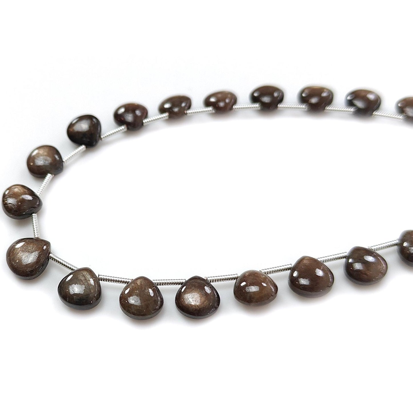 Golden Chocolate Sapphire Smooth Loose Beads: 68.90cts Natural Untreated Unheated Sapphire Gemstone Trillion Shape Beads 8mm - 9mm Strand