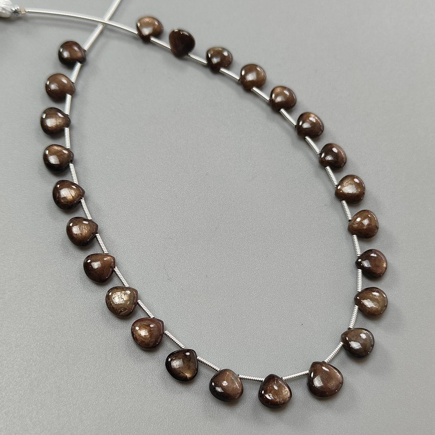 Golden Chocolate Sapphire Smooth Loose Beads: 68.90cts Natural Untreated Unheated Sapphire Gemstone Trillion Shape Beads 8mm - 9mm Strand