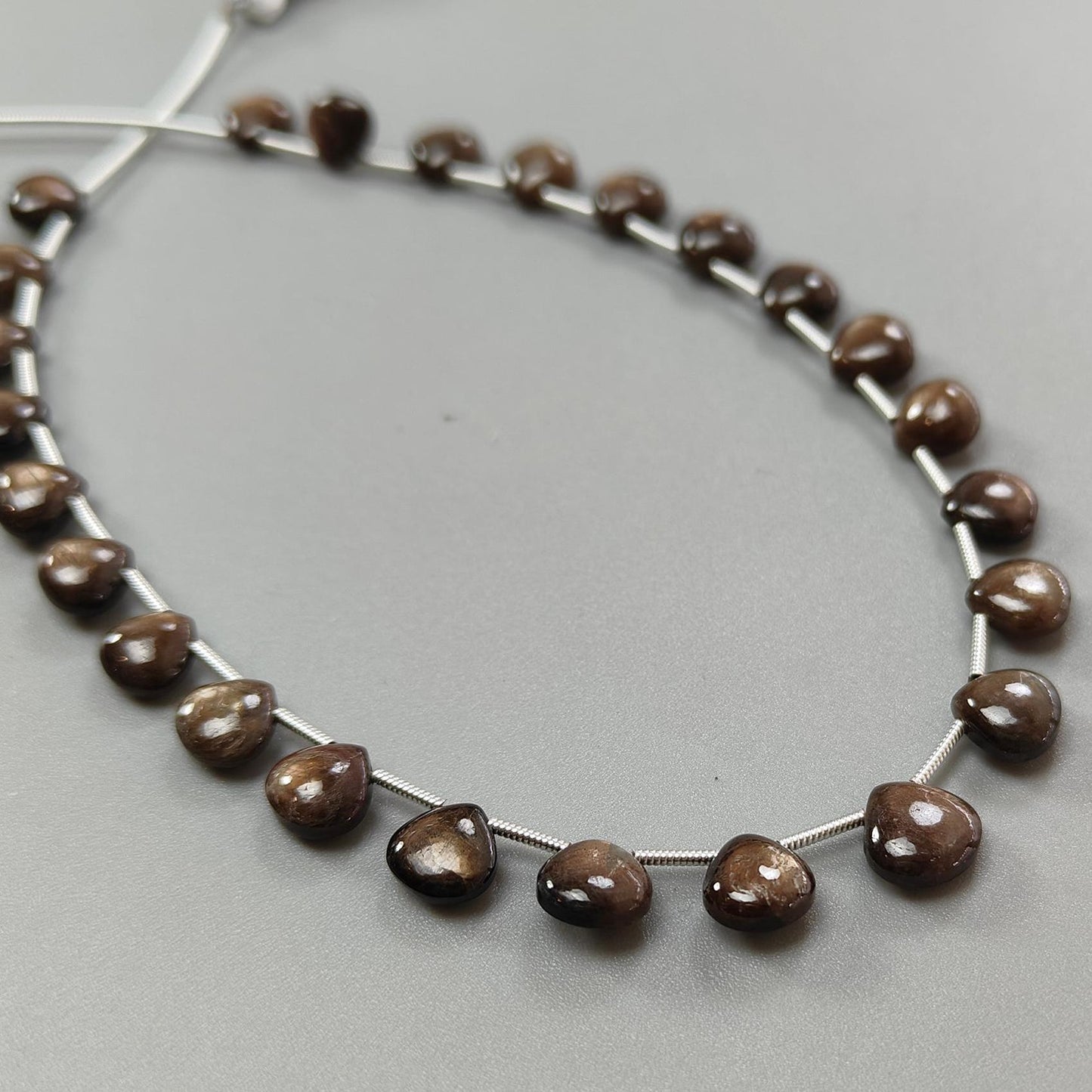 Golden Chocolate Sapphire Smooth Loose Beads: 68.90cts Natural Untreated Unheated Sapphire Gemstone Trillion Shape Beads 8mm - 9mm Strand