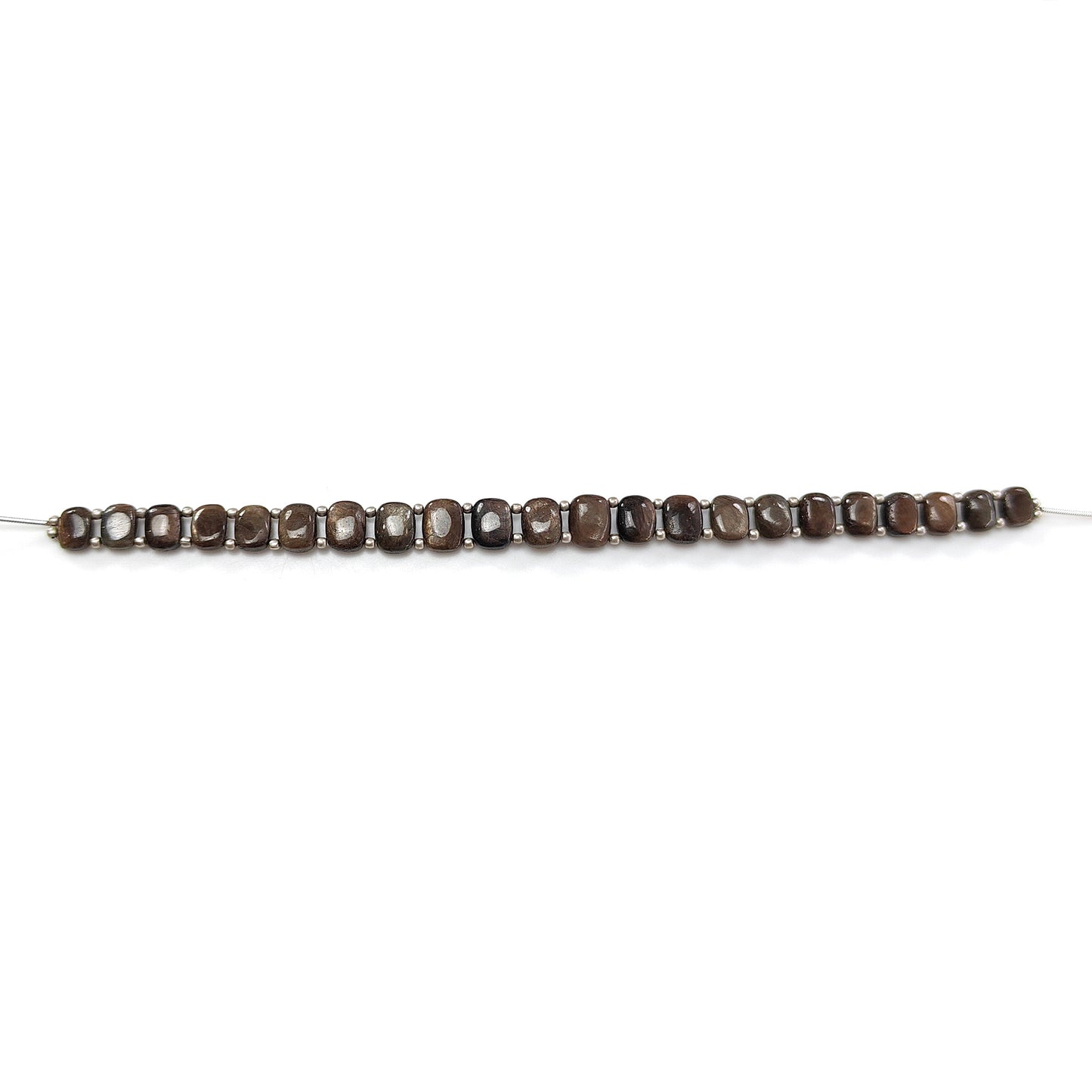 Chocolate Sapphire Smooth Loose Beads: 96.00cts Natural Untreated Golden Sapphire Gemstone Cushion Plain Beads 8*6mm - 10*8mm 7.50" Strand