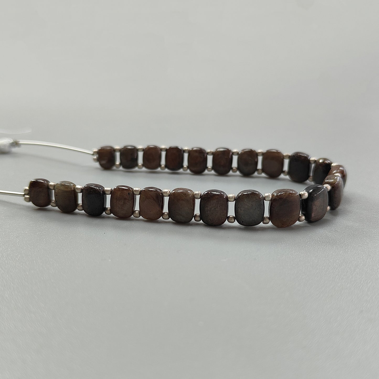 Chocolate Sapphire Smooth Loose Beads: 96.00cts Natural Untreated Golden Sapphire Gemstone Cushion Plain Beads 8*6mm - 10*8mm 7.50" Strand