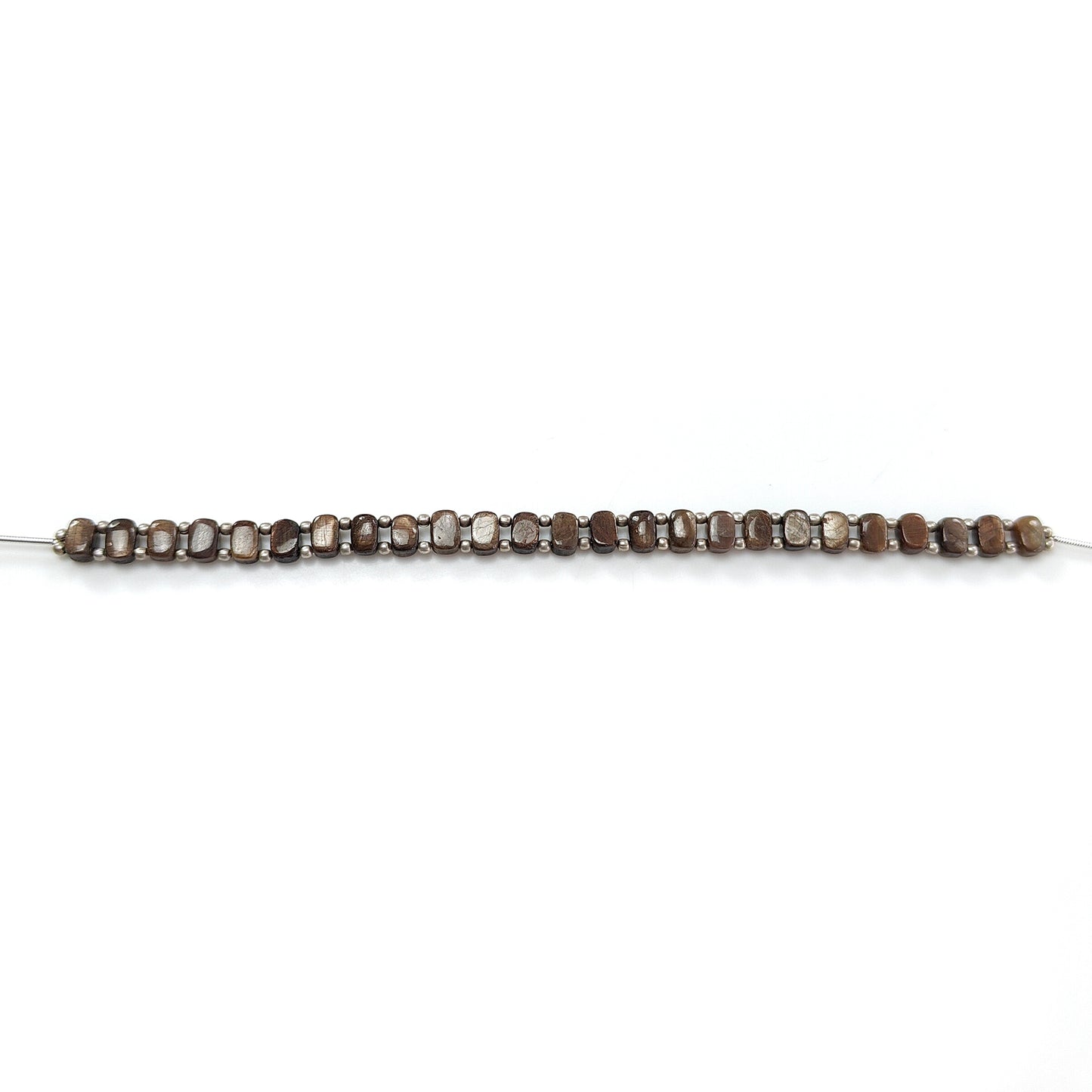 Chocolate Sapphire Smooth Loose Beads: 57.80cts Natural 925 Silver Golden Brown Sapphire Gemstone Cushion Beads 7mm 6.50" Strand