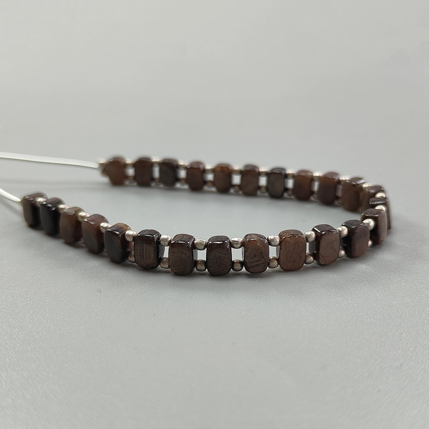 Chocolate Sapphire Smooth Loose Beads: 57.80cts Natural 925 Silver Golden Brown Sapphire Gemstone Cushion Beads 7mm 6.50" Strand
