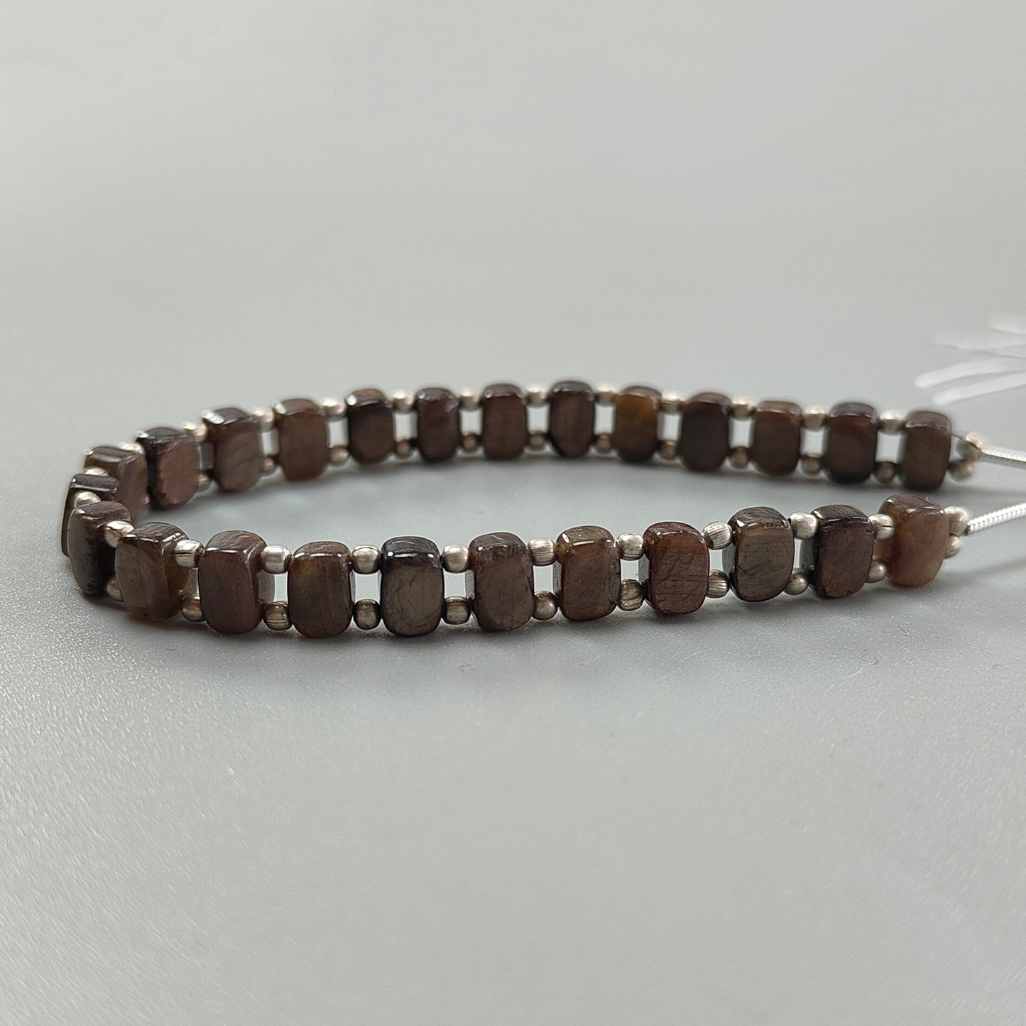 Chocolate Sapphire Smooth Loose Beads: 57.80cts Natural 925 Silver Golden Brown Sapphire Gemstone Cushion Beads 7mm 6.50" Strand