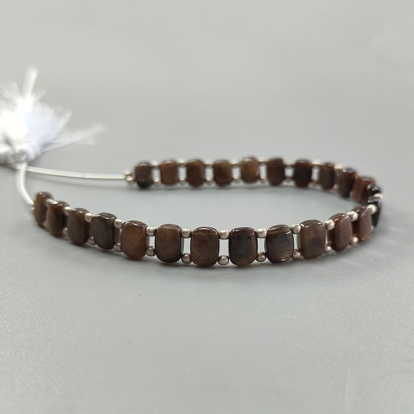 Chocolate Sapphire Smooth Loose Beads: 58.10cts Natural Untreated 925 Silver Golden Sapphire Gemstone Cushion Beads 7mm - 8mm 7" Strand