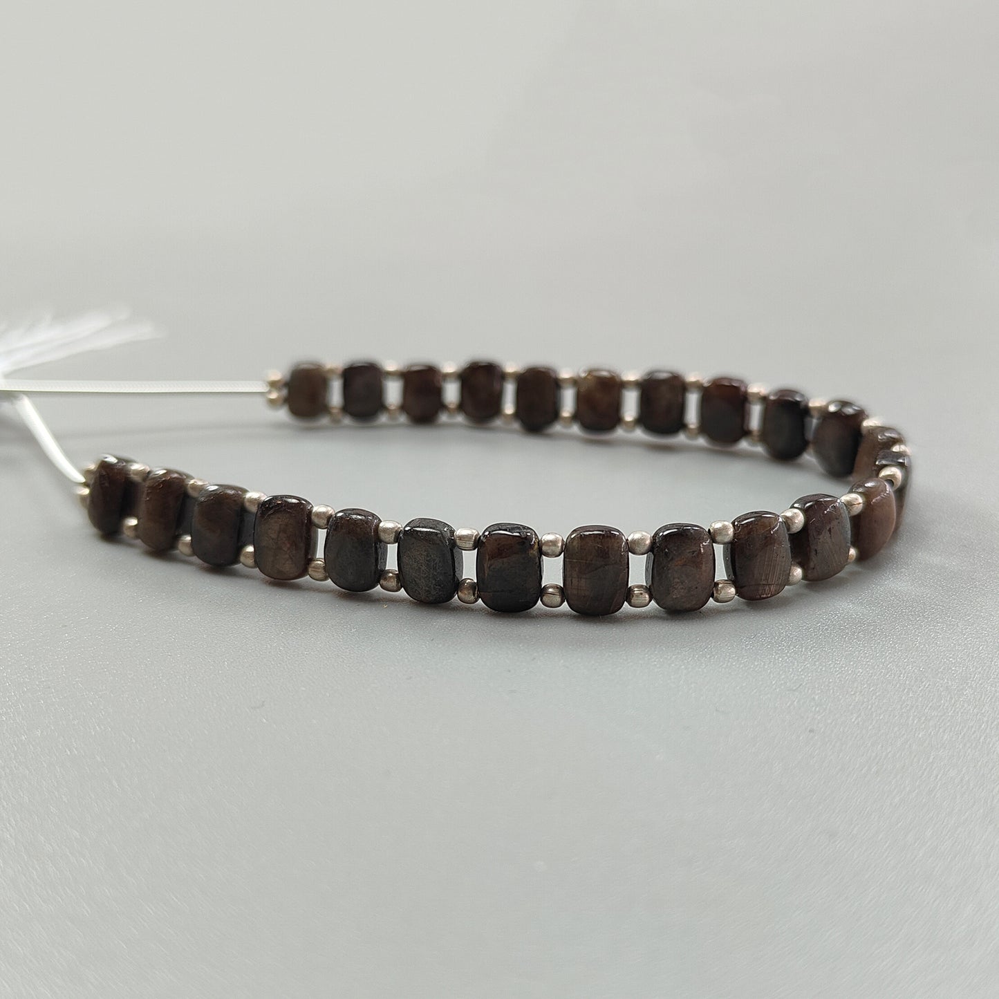 Chocolate Sapphire Smooth Loose Beads: 66.10cts Natural Untreated 925 Silver Golden Sapphire Gemstone Cushion Beads 7mm - 8mm 7" Strand
