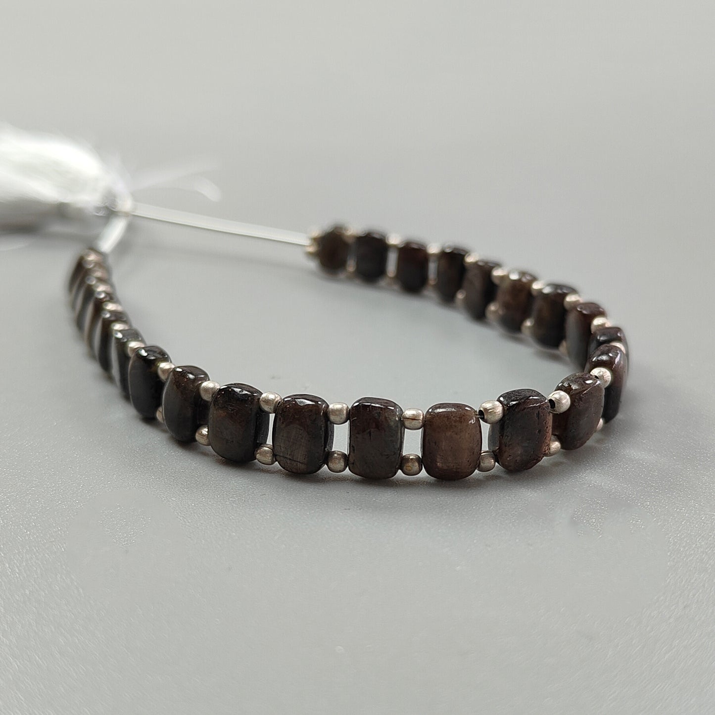 Chocolate Sapphire Smooth Loose Beads: 66.10cts Natural Untreated 925 Silver Golden Sapphire Gemstone Cushion Beads 7mm - 8mm 7" Strand