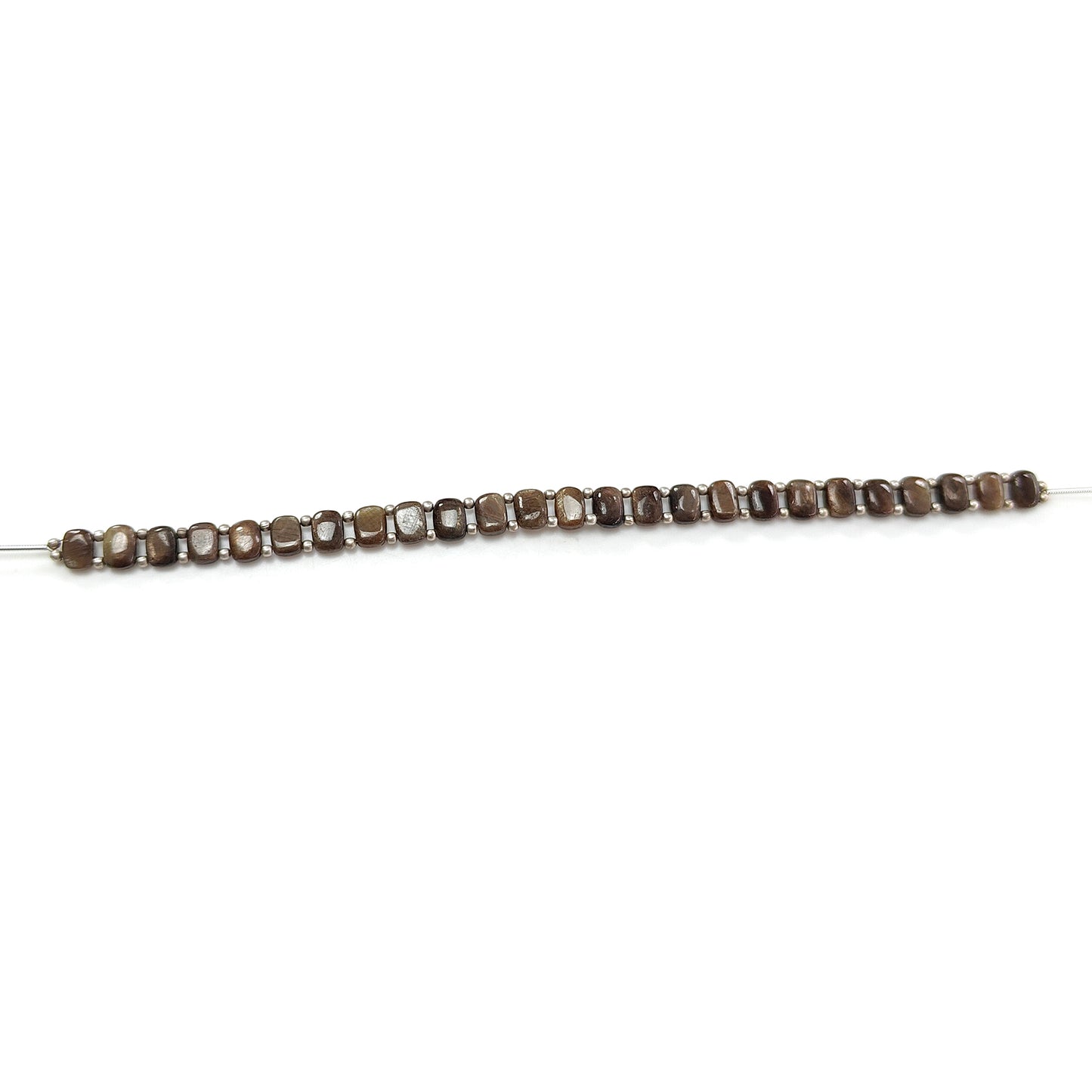 Chocolate Sapphire Smooth Loose Beads: 67.70cts Natural 925 Silver Golden Brown Sapphire Gemstone Cushion Beads 7.5mm - 8mm 7.25" Strand
