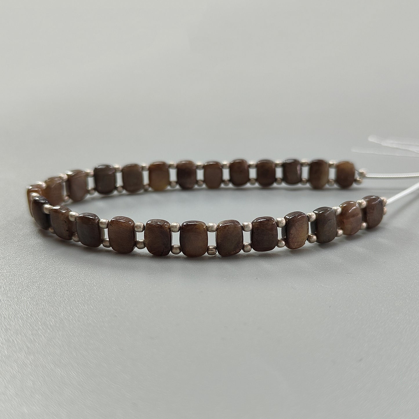 Chocolate Sapphire Smooth Loose Beads: 67.70cts Natural 925 Silver Golden Brown Sapphire Gemstone Cushion Beads 7.5mm - 8mm 7.25" Strand