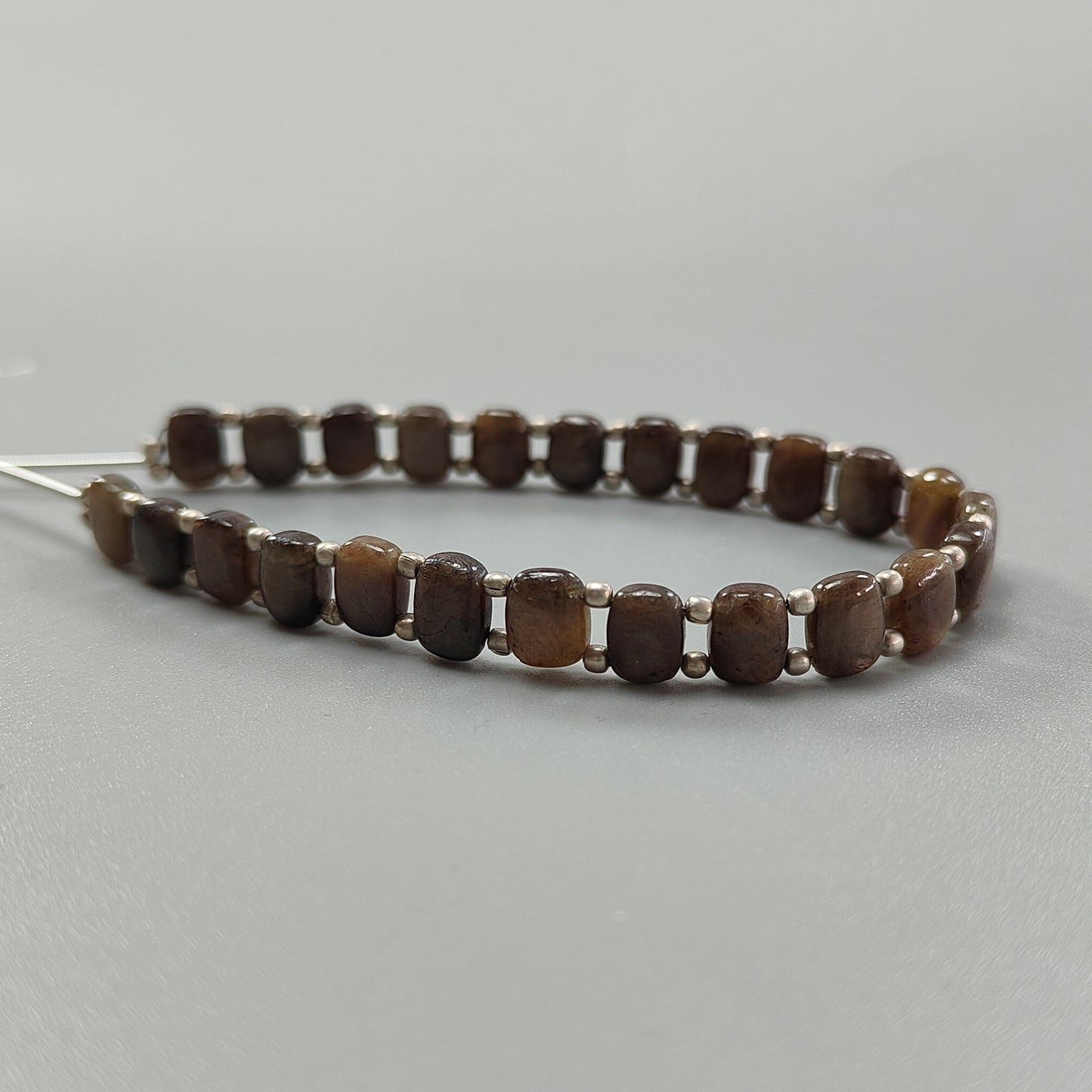 Chocolate Sapphire Smooth Loose Beads: 76.80cts Natural 925 Silver Golden Sapphire Gemstone Cushion Plain Beads 8.5mm 7" Strand for Bracelet (Copy)