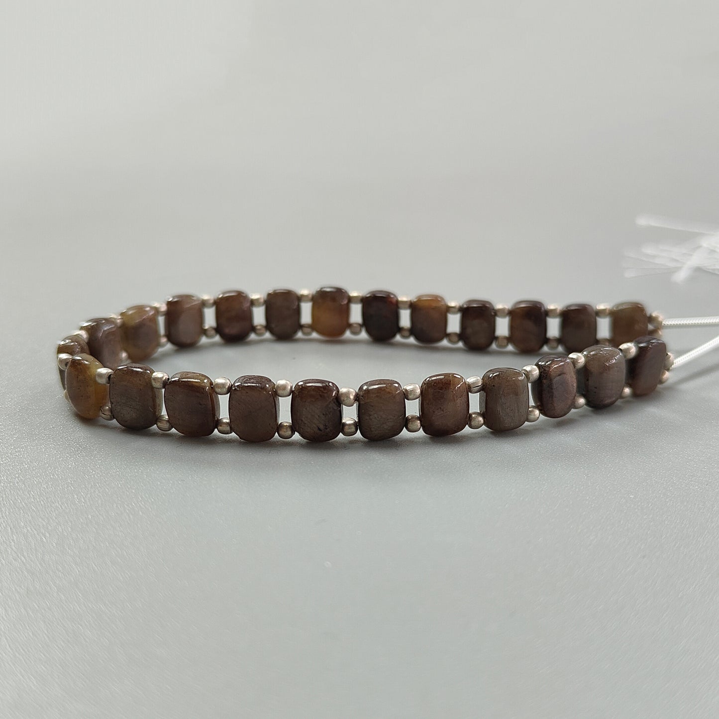 Chocolate Sapphire Smooth Loose Beads: 76.80cts Natural 925 Silver Golden Sapphire Gemstone Cushion Plain Beads 8.5mm 7" Strand for Bracelet (Copy)