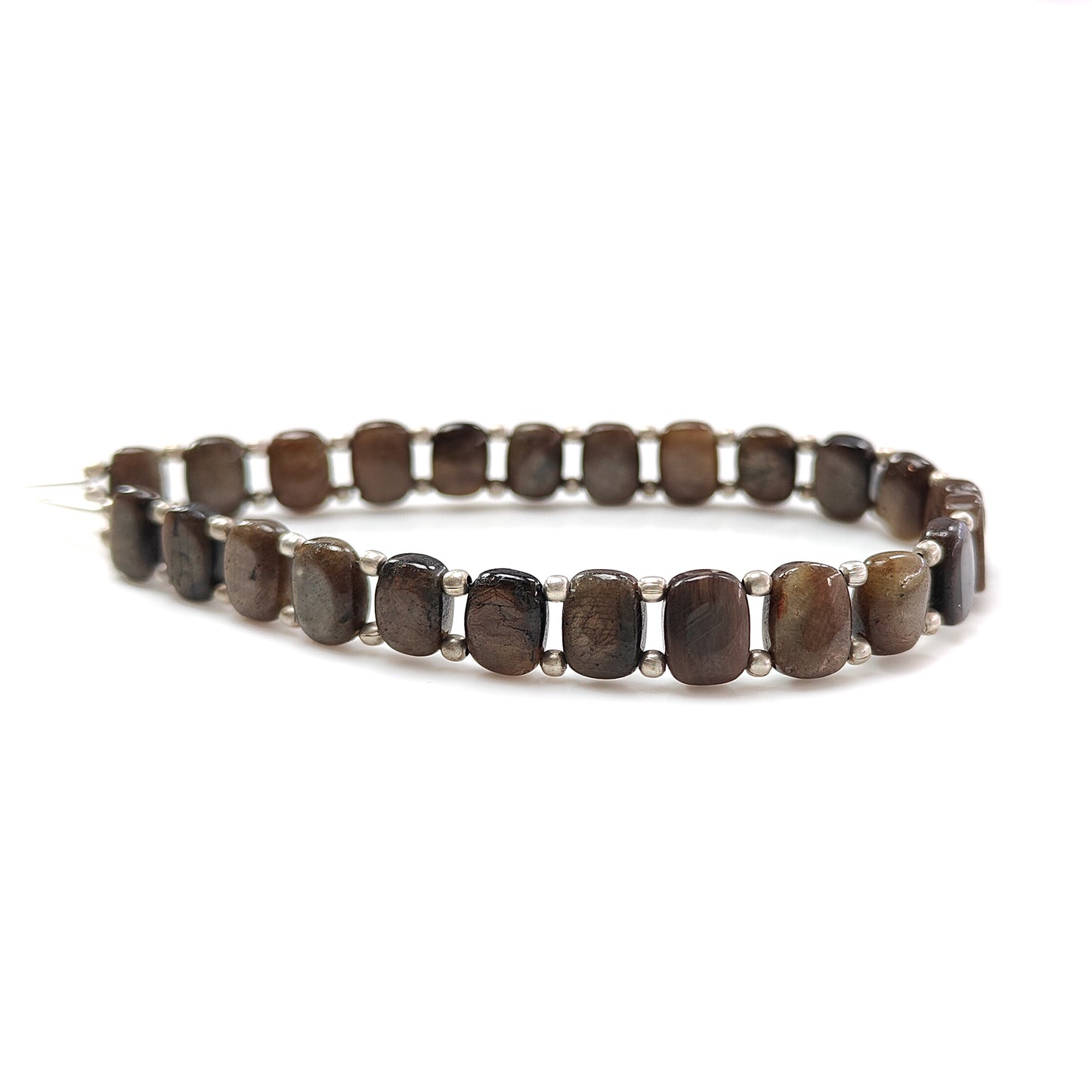 Chocolate Sapphire Smooth Loose Beads: 76.80cts Natural 925 Silver Golden Sapphire Gemstone Cushion Plain Beads 8.5mm 7" Strand for Bracelet (Copy) (Copy)