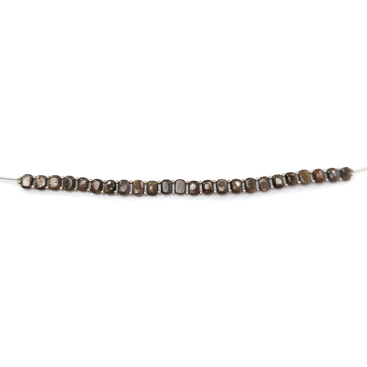 Chocolate Sapphire Smooth Loose Beads: 76.80cts Natural 925 Silver Golden Sapphire Gemstone Cushion Plain Beads 8.5mm 7" Strand for Bracelet (Copy) (Copy)