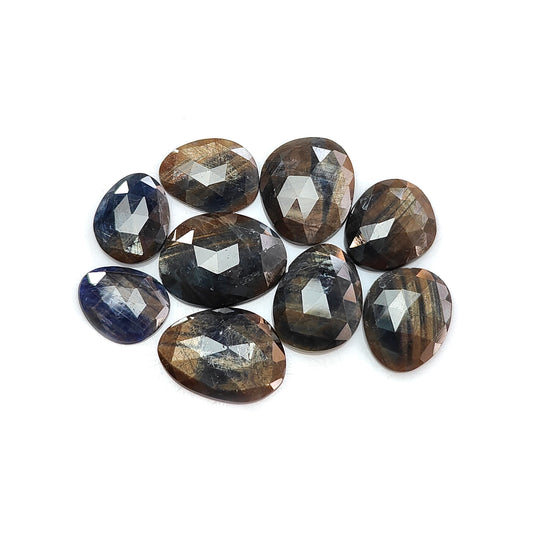 Golden-Blue Sheen Sapphire Gemstone Rose Cut