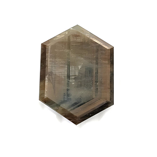 chocolate sapphire hexagon faceted cut