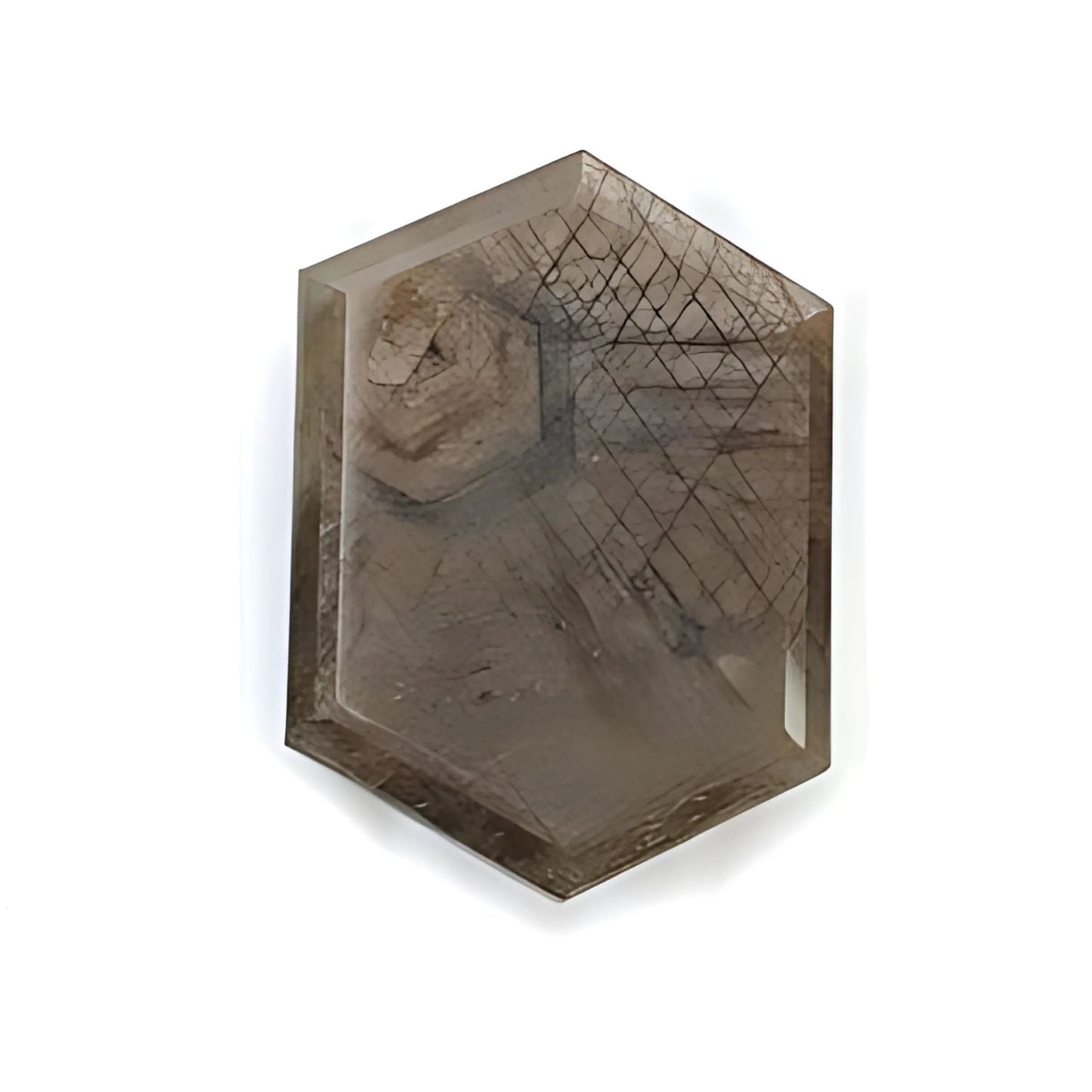 chocolate sapphire hexagon faceted cut