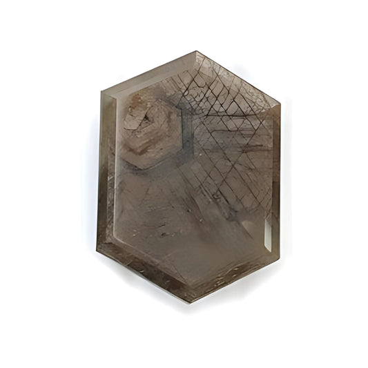 chocolate sapphire hexagon faceted cut