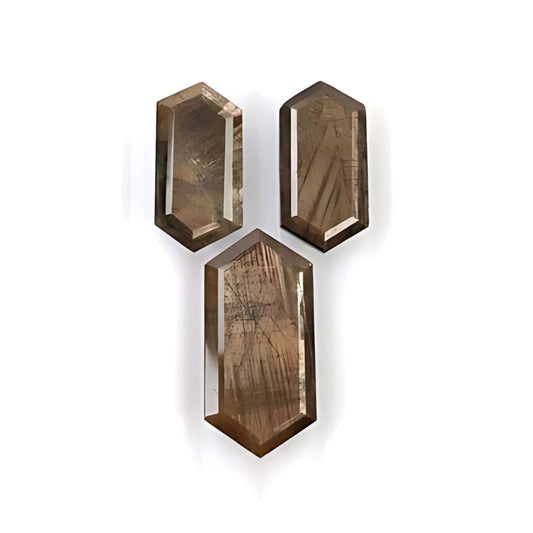 chocolate sapphire hexagon faceted cut