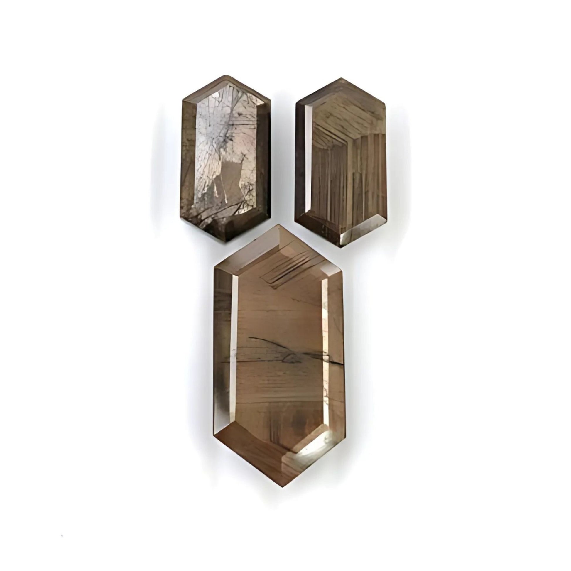 chocolate sapphire hexagon faceted cut