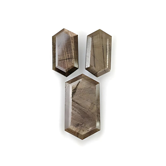 chocolate sapphire hexagon faceted cut