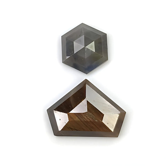 chocolate, silver sapphire fancy rose cut