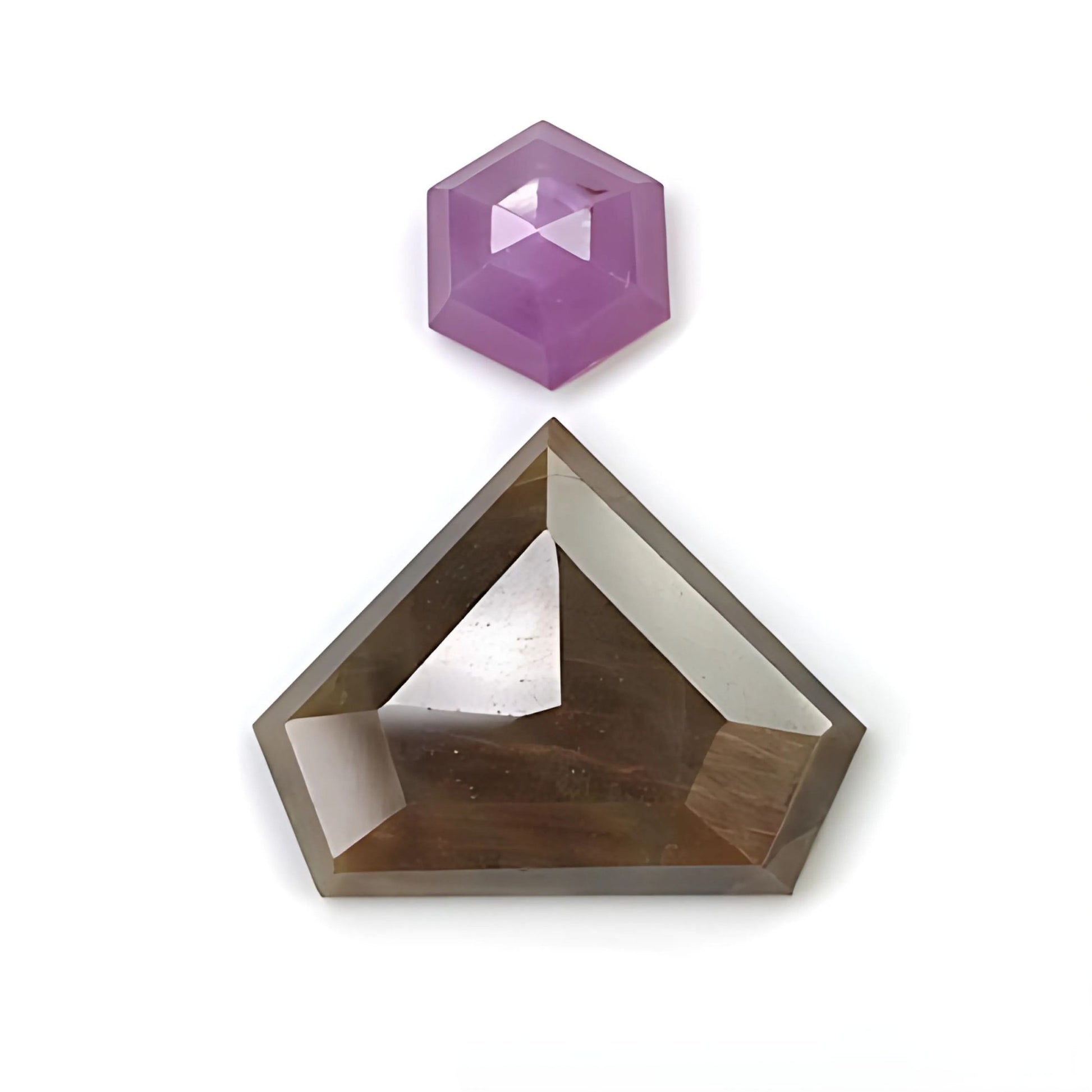 chocolate sapphire fancy, hexagon rose cut