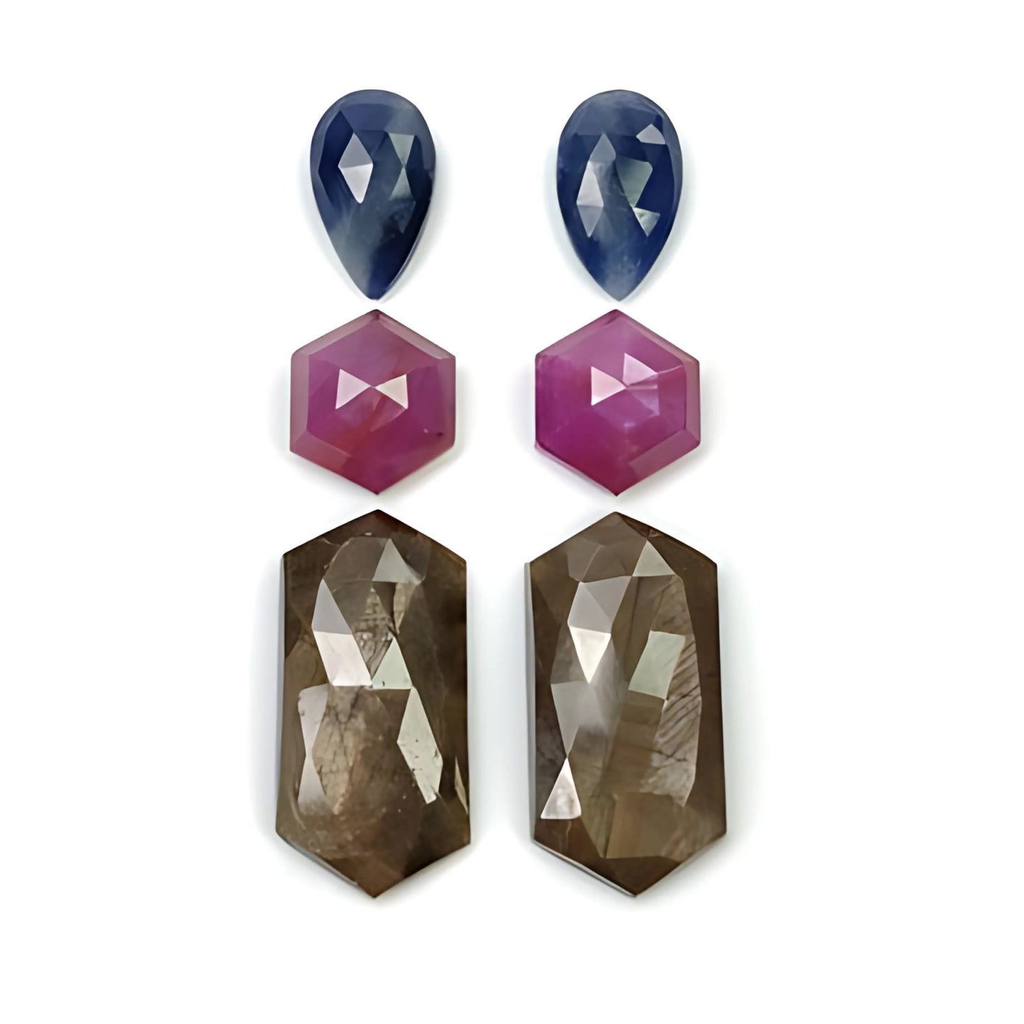 sapphire hexagon, pear Shape rose cut