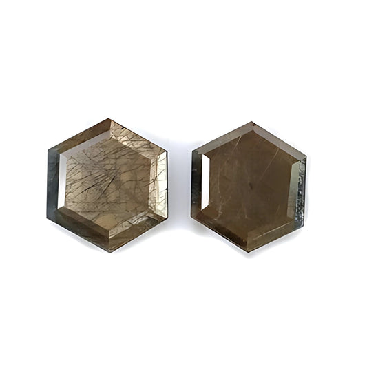 chocolate sapphire hexagon faceted cut