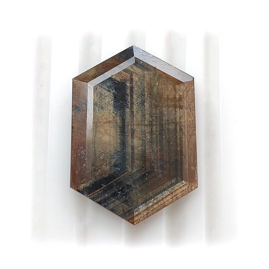 golden chocolate sapphire hexagon faceted cut