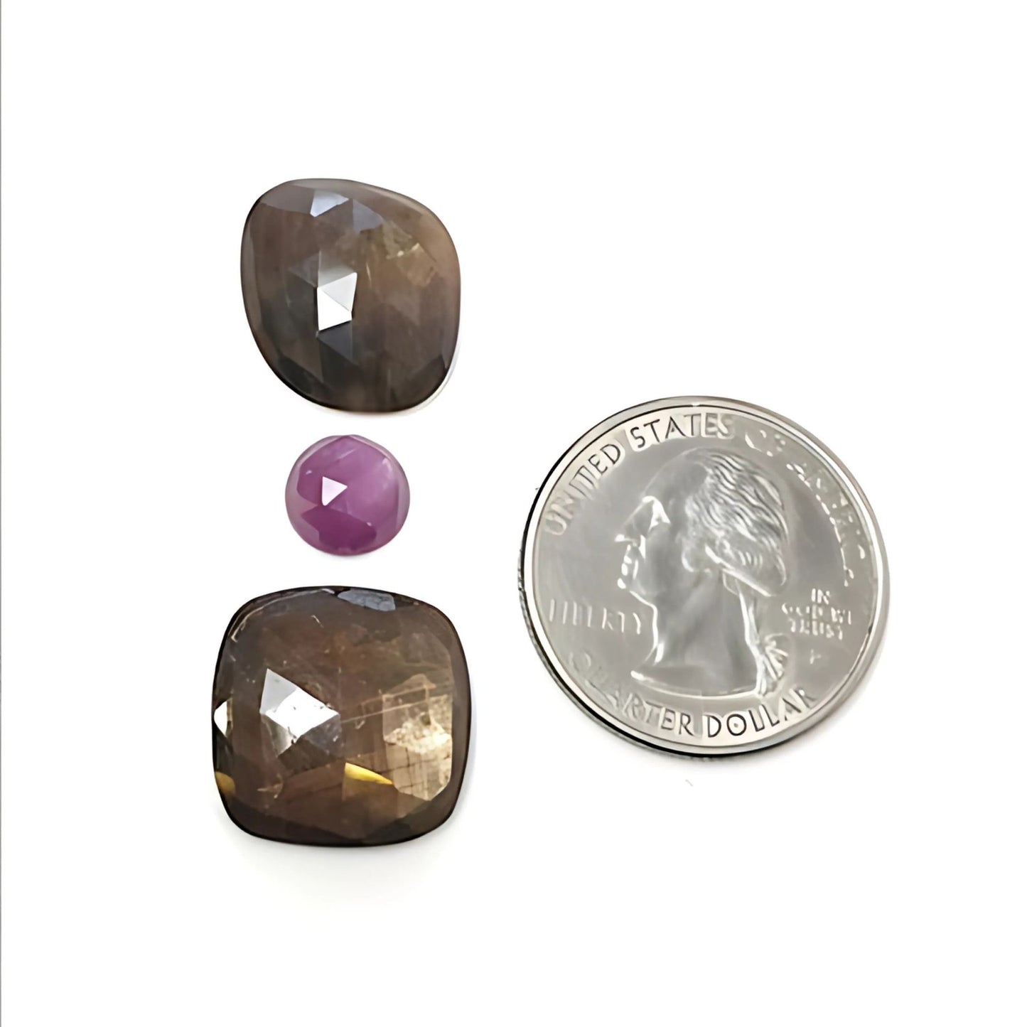 ブラウンサファイアのクッションローズカットスライス