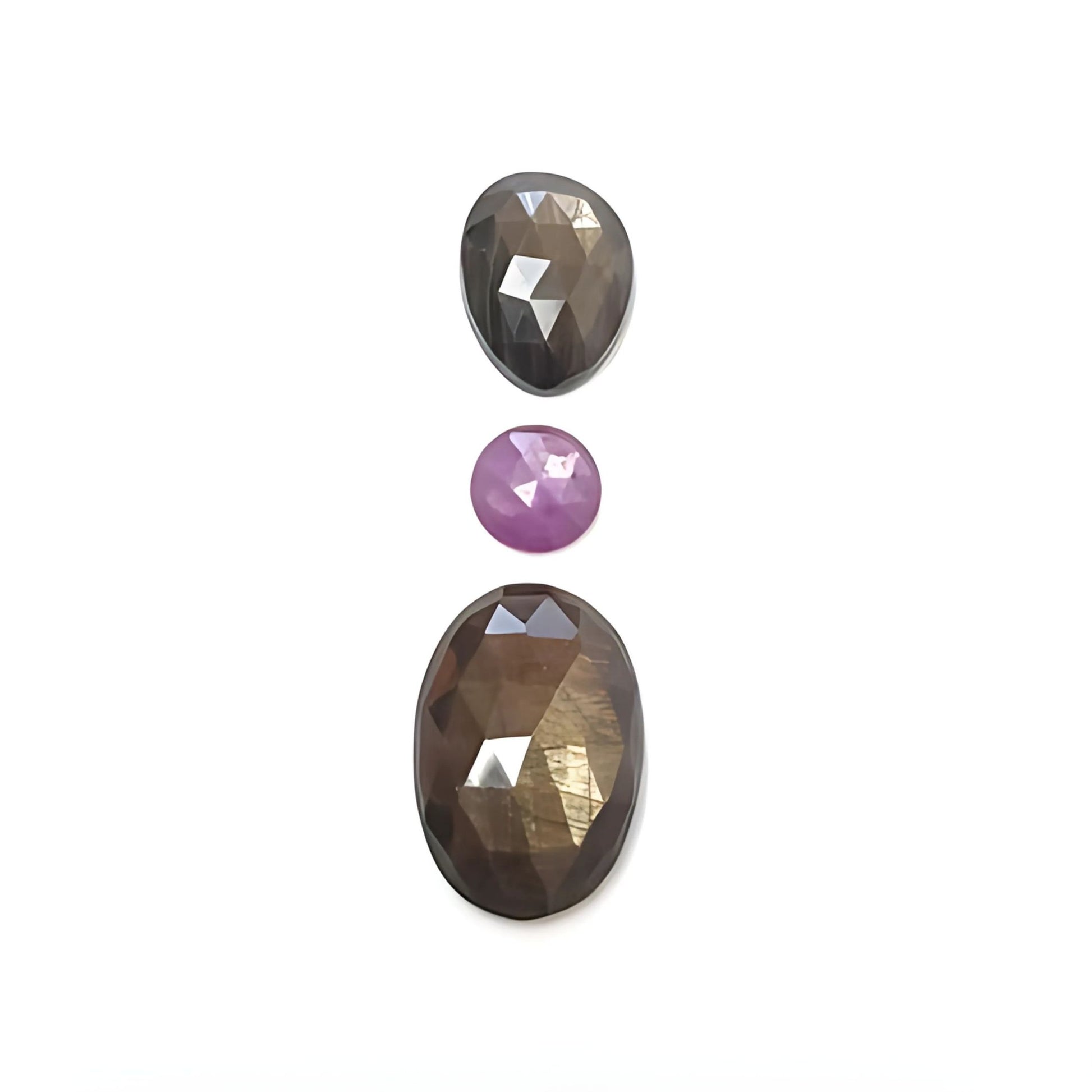 brown sapphire oval rose cut slices