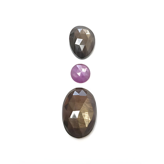 brown sapphire oval rose cut slices