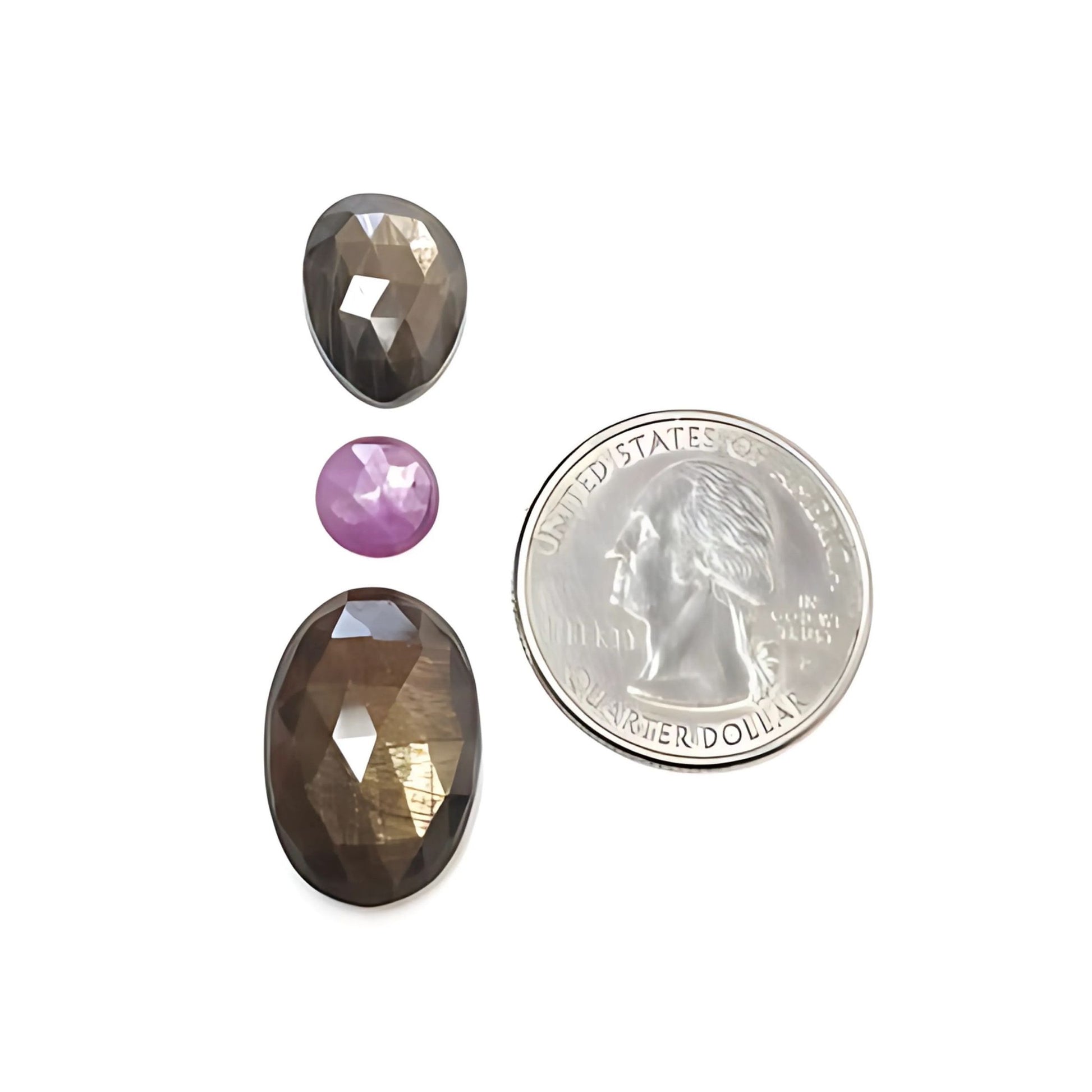 fette ovali di zaffiro marrone tagliate a rosa