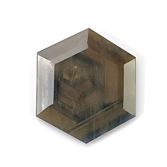 chocolate sapphire hexagon faceted cut