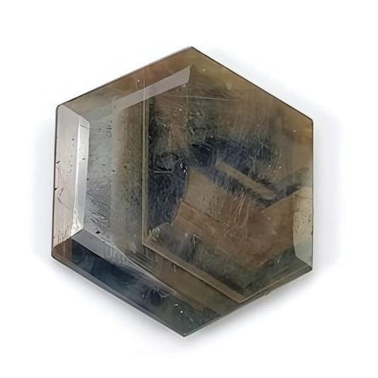 chocolate sapphire hexagon faceted cut