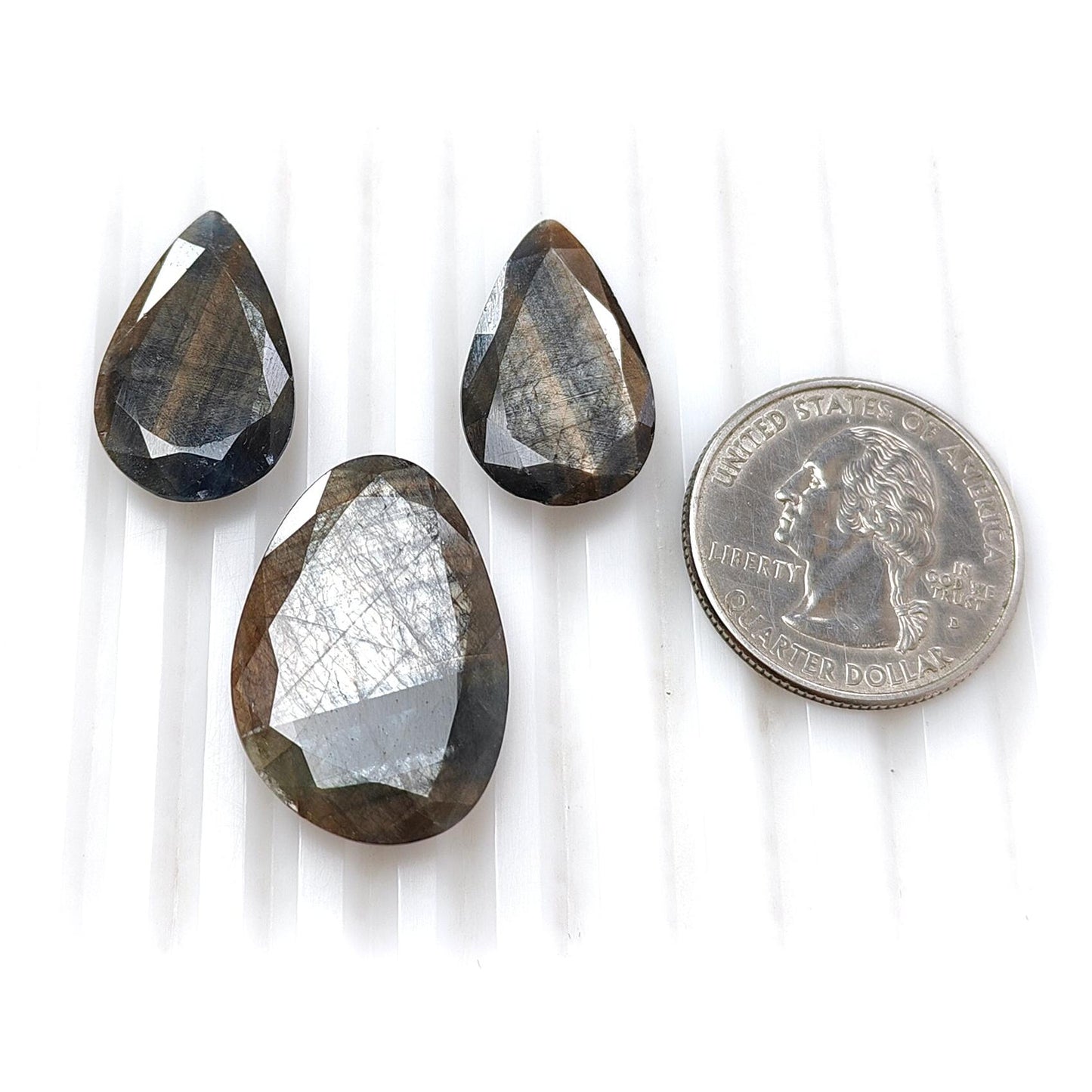 Golden Brown Chocolate Sapphire Gemstone Faceted Cut: 54.00cts Natural Untreated Sapphire Pear, Fancy Shape 22.5*14mm - 26.5*18mm 3pcs Set