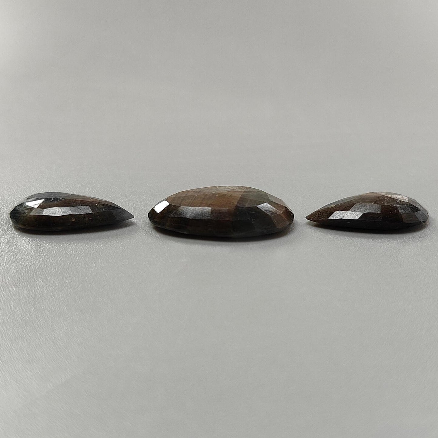 Golden Brown Chocolate Sapphire Gemstone Faceted Cut: 54.00cts Natural Untreated Sapphire Pear, Fancy Shape 22.5*14mm - 26.5*18mm 3pcs Set