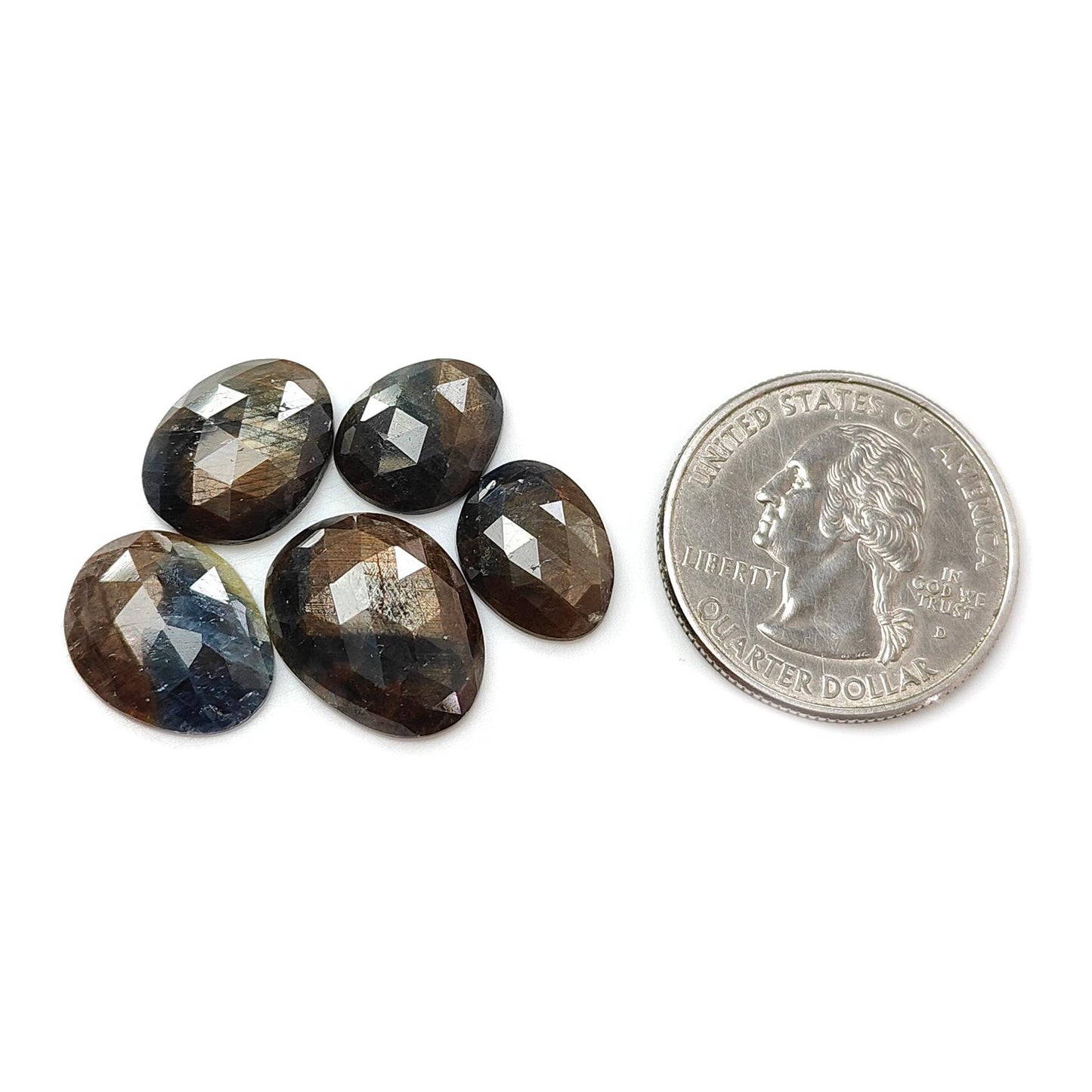 Golden Brown Chocolate Sapphire Gemstone Rose Cut Slices: 30.70cts Natural Untreated Sapphire Fancy Shape 13*10mm - 16*13mm 5pcs Set