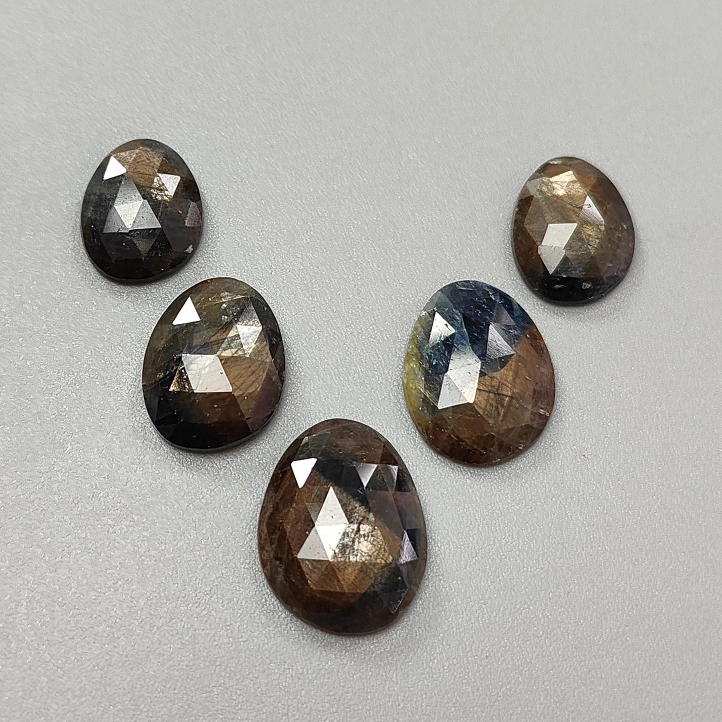 Golden Brown Chocolate Sapphire Gemstone Rose Cut Slices: 30.70cts Natural Untreated Sapphire Fancy Shape 13*10mm - 16*13mm 5pcs Set