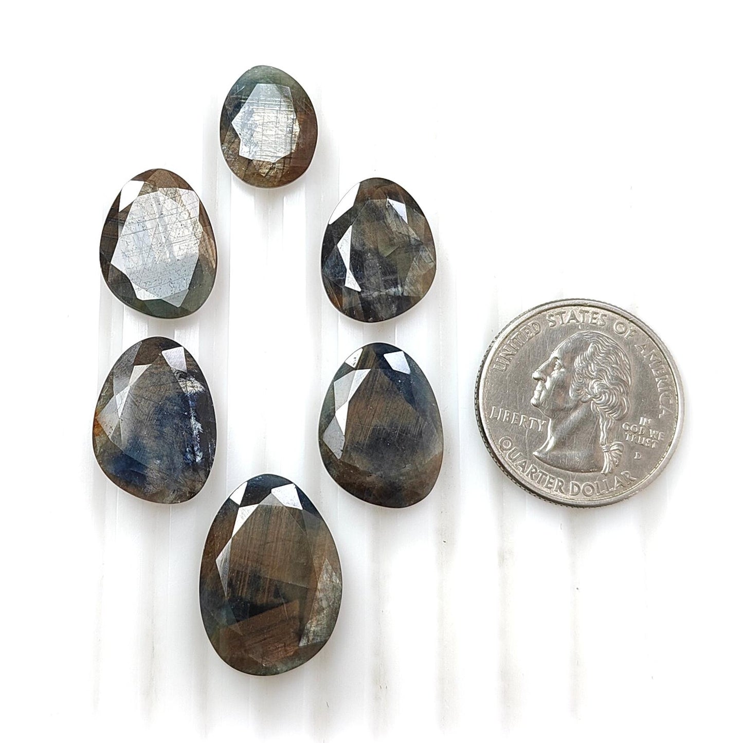 Golden Brown Chocolate Sapphire Gemstone Faceted Cut: 76.70cts Natural Untreated Sapphire Fancy Shape 15*12mm - 22*16mm 6pcs Set for Jewelry