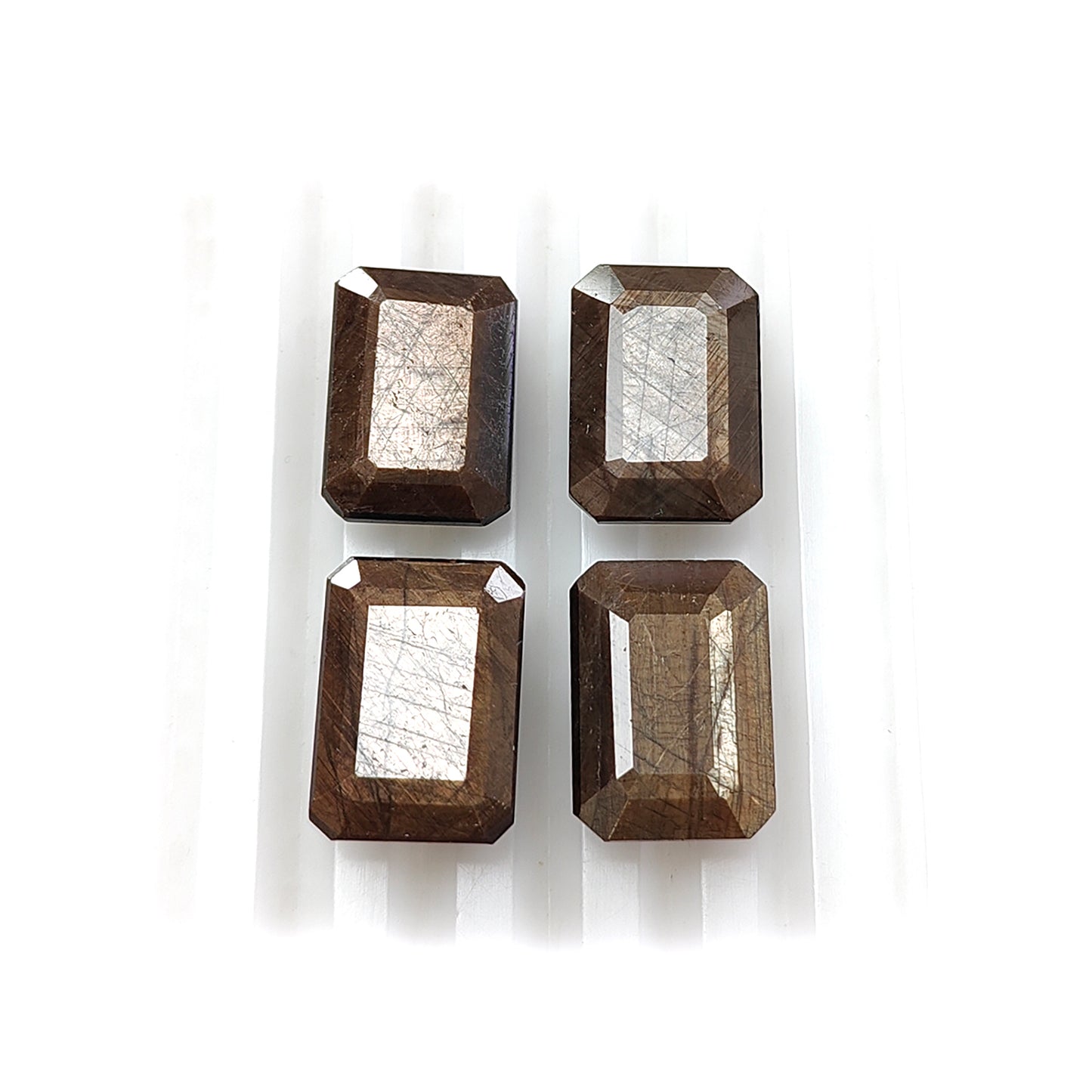 40.70cts Golden, Chocolate Sapphire Faceted Cut Gemstone Natural Untreated Baguette Shape