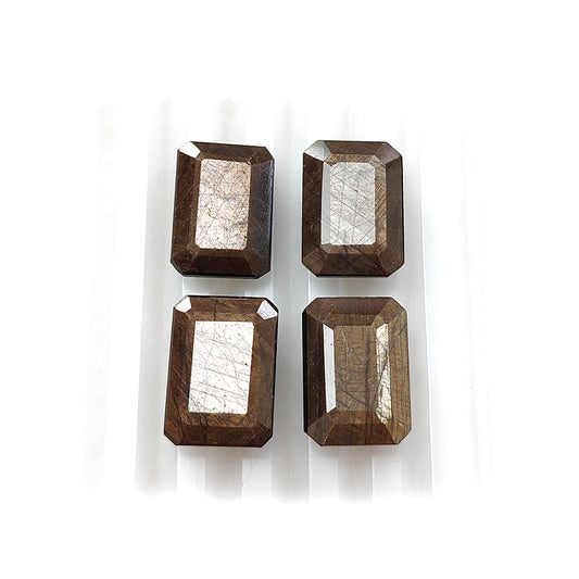 40.70cts Golden, Chocolate Sapphire Faceted Cut Gemstone Natural Untreated Baguette Shape