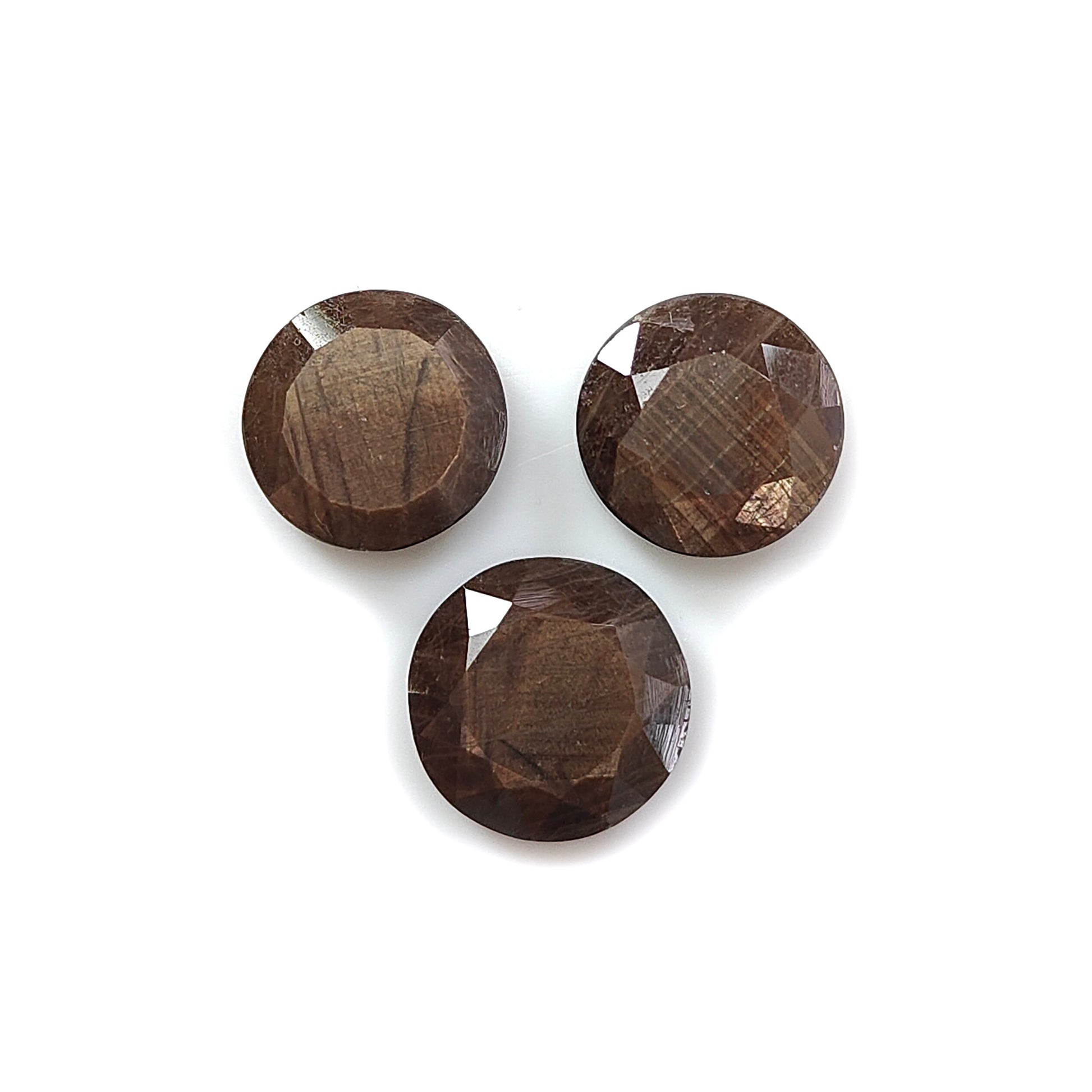 chocolate sapphire round both side faceted cut