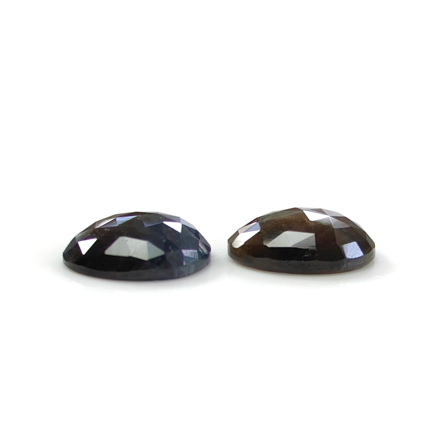 17.70cts Natural Untreated Chocolate Sapphire Gemstone Rose Cut Egg Shape Pair