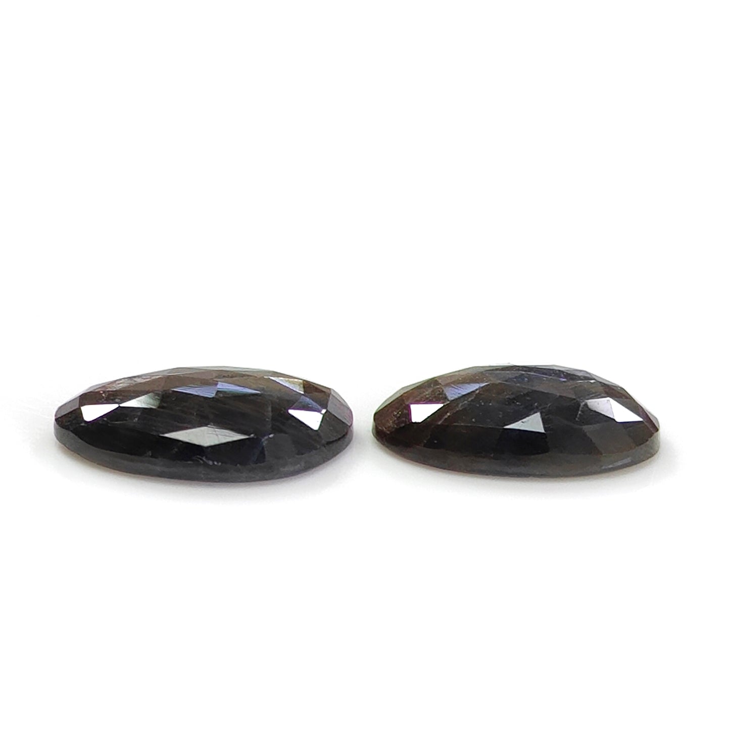 25.90cts Chocolate Sapphire Gemstone Natural Untreated Rose Cut Egg Shape Pair