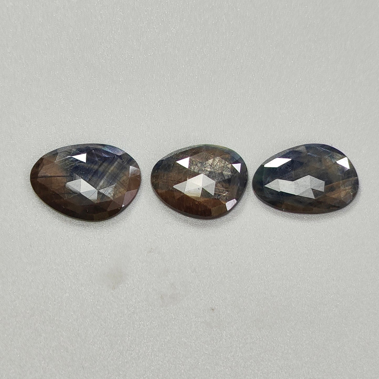52.00cts Chocolate Sapphire Gemstone Natural Untreated Rose Cut Egg Shape 3pcs